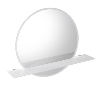 VISO guľaté zrkadlo s LED osvetlením a policou, ø 70cm, biela mat