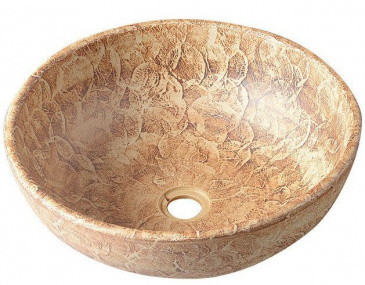 PRIORI keramické umývadlo na dosku Ø 41 cm, hnedá se vzorom