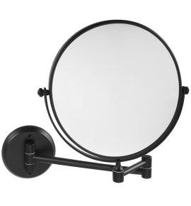 X-ROUND BLACK E závesné kozmetické zrkadlo, priemer 200mm, obojstranné, čierna mat
