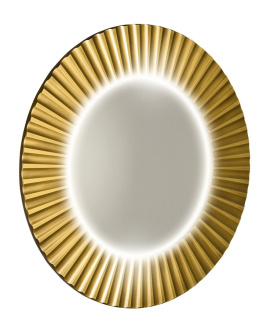 PRIDE guľaté zrkadlo s LED osvetlením v ráme, priemer 75cm, zlato