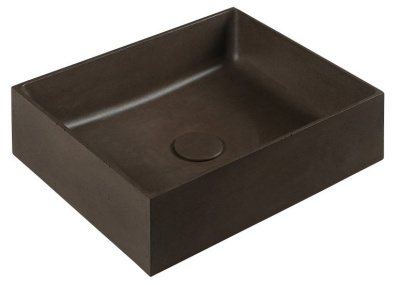 FORMIGO betónové umývadlo na dosku vrátane výpuste, 47,5x36,5cm, tmavo hnedá