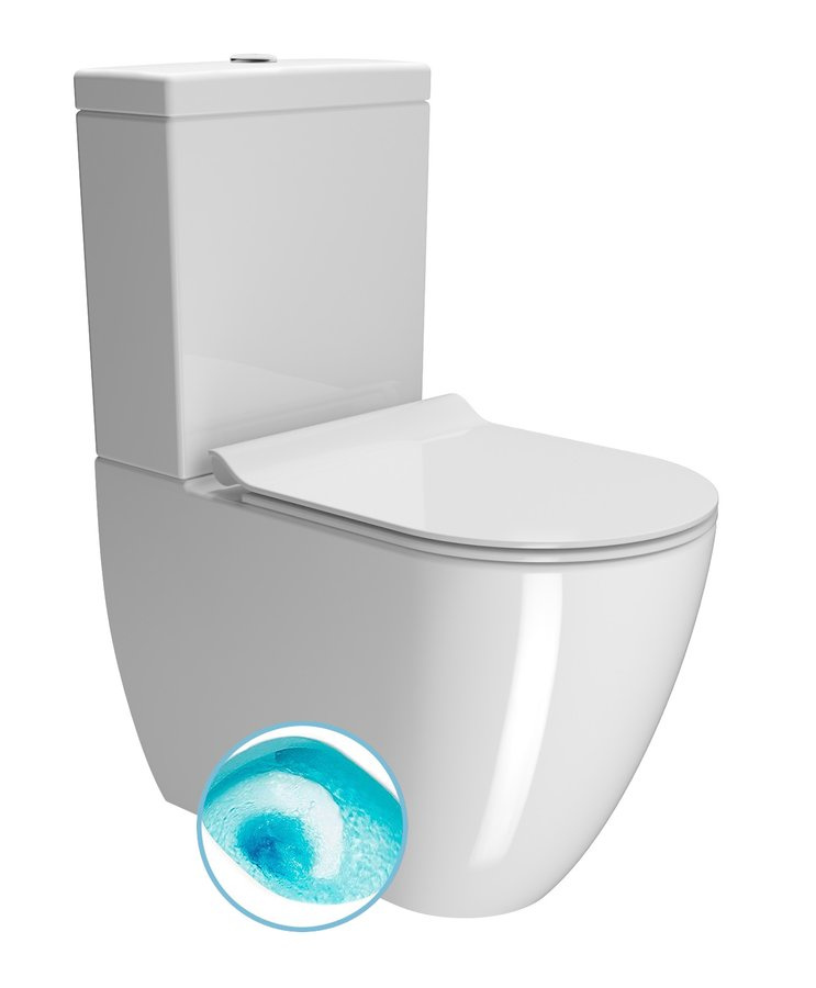 PURA WC kombi, Swirlflush, spodný/zadný odpad, biela ExtraGlaze