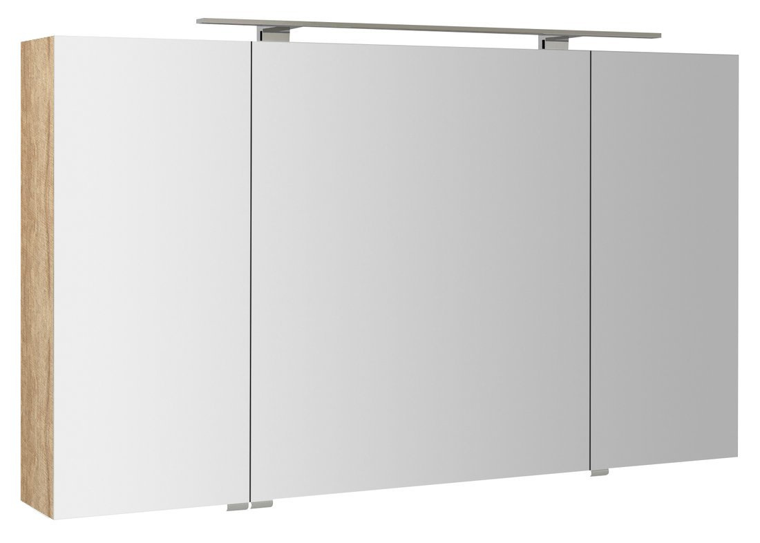 MIRRÓ galérka s LED osvetlením, 3x dvierka, 120x70x16cm, dub Alabama