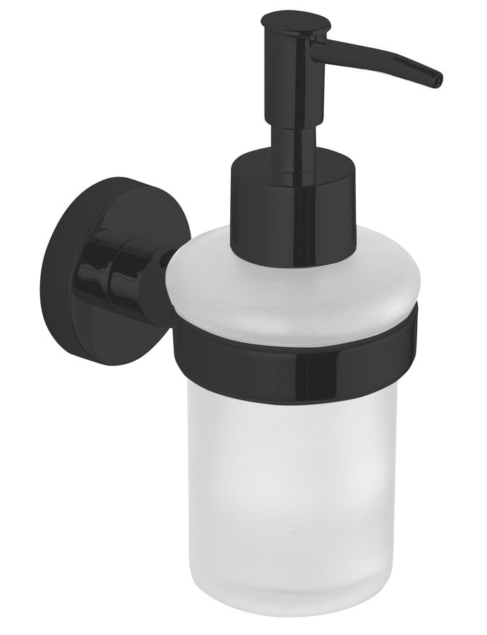 SAMBA dávkovač mydla 150ml, mliečne sklo, čierny mat