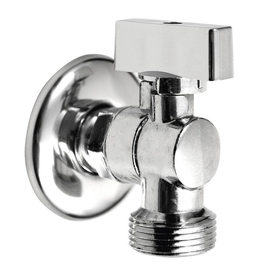Pračkový guľový ventil so spätným ventilom 3/4"x1/2" - L, chróm