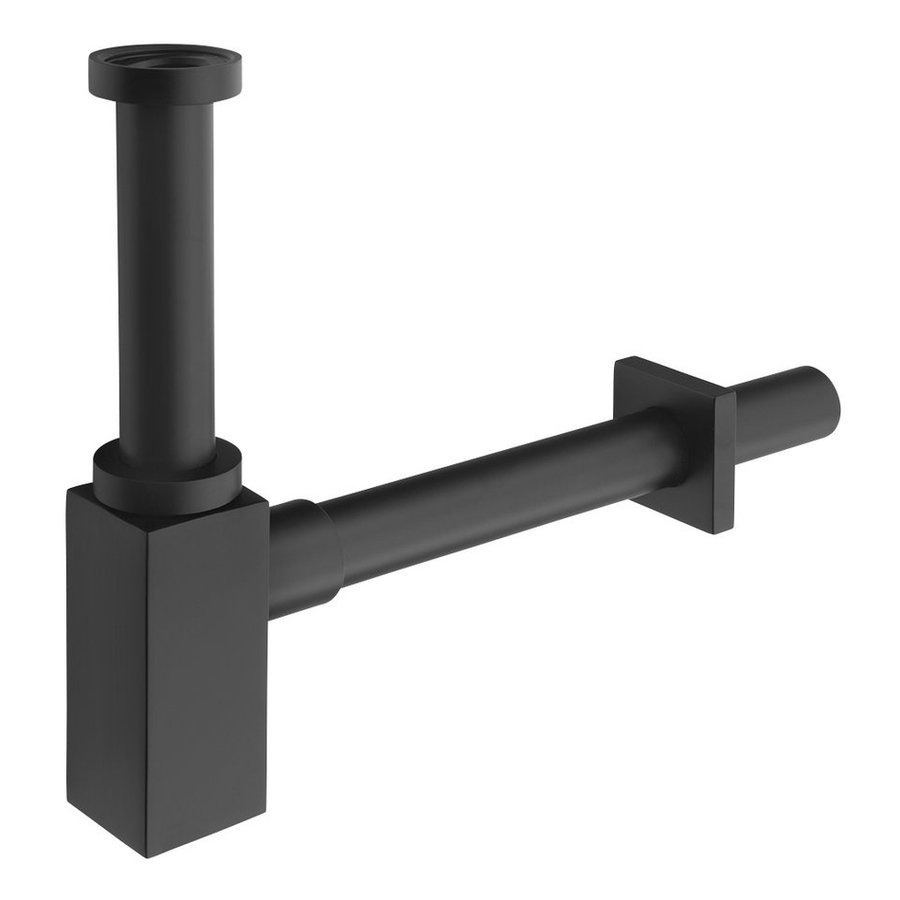 Umývadlový sifón 5/4", odpad 32mm, hranatý, čierna matná