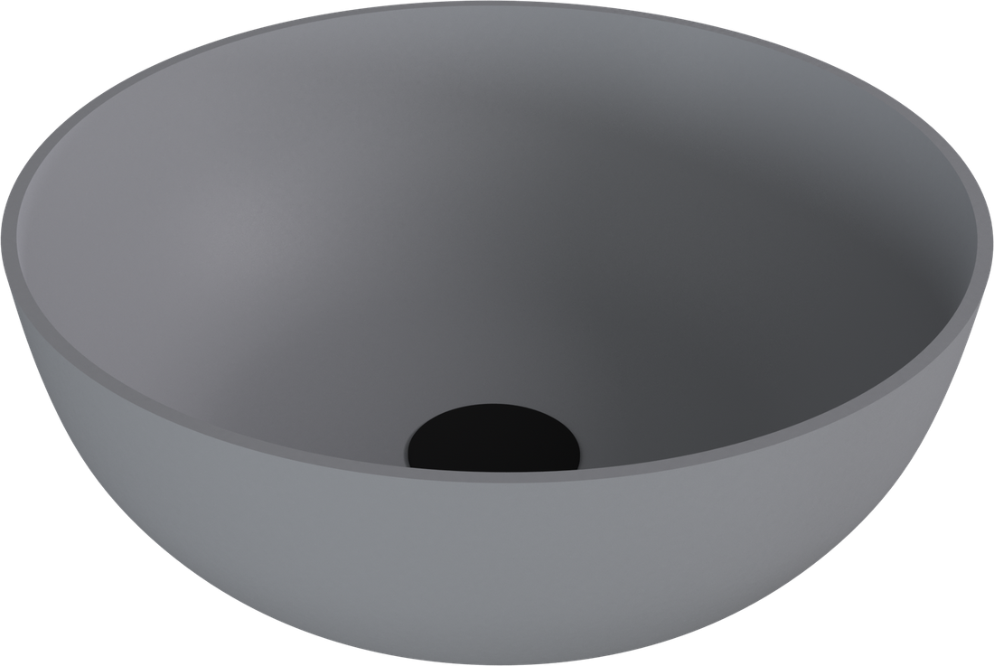 BANERA ROUND umývadlo na dosku, liaty mramor, priemer 39cm, šedá mat