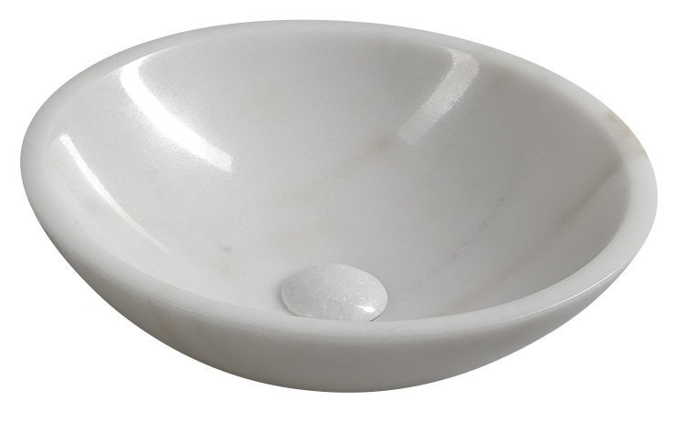 BLOK kamenné umývadlo Ø 40 cm, biely mramor, leštený