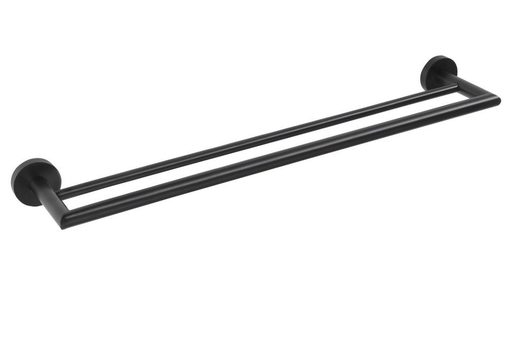 X-ROUND BLACK dvojitý držiak uterákov 600mm, čierna mat