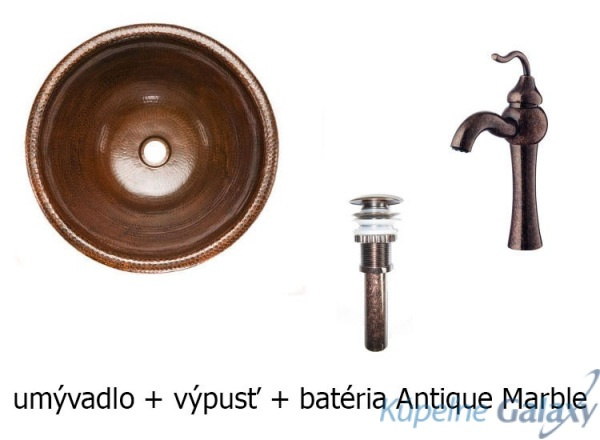 Zápustný guľatý medený set Antique Marble