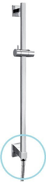 Sprchová tyč s vývodom vody, posuvný držiak, štvorcový, 600mm, chróm