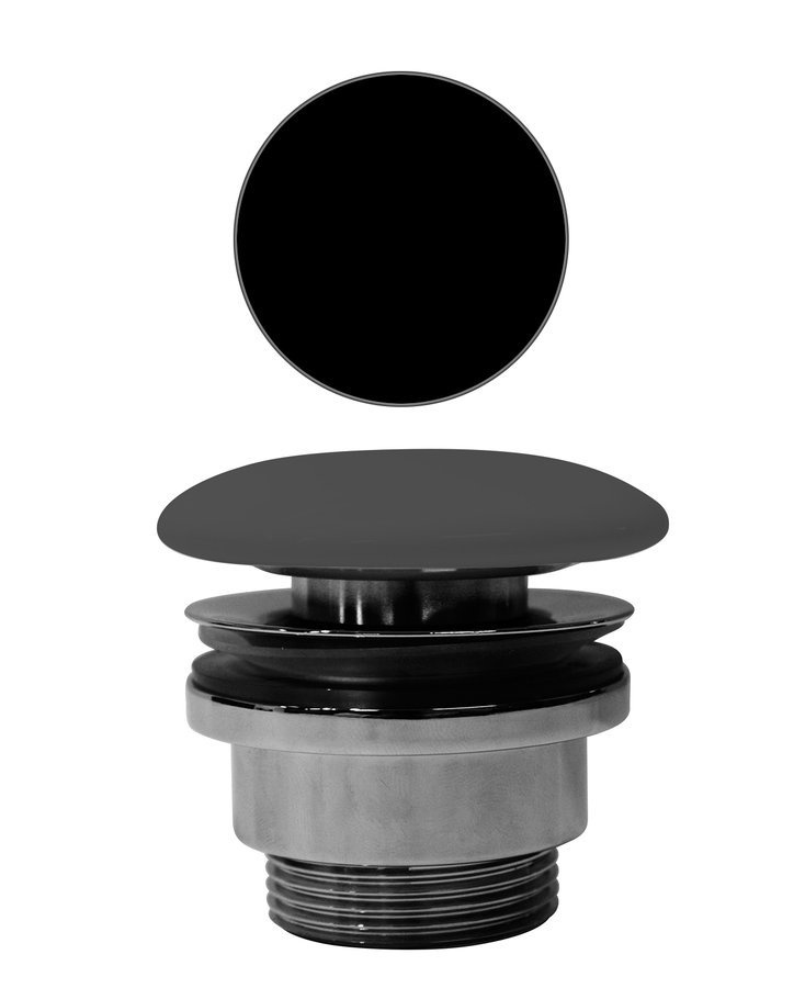 GSI umývadlová výpust 5/4", neuzatvárateľná, keramická krytka, 5-65mm, čierna mat