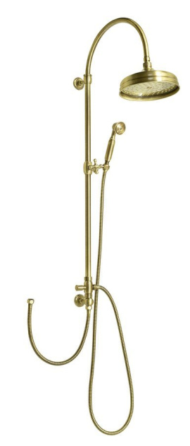VANITY sprchový stĺp s pripojením vody na batériu, hlavová a ručná sprcha, bronz