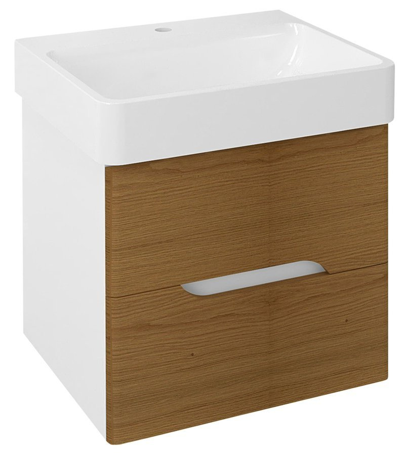 MEDIENA umývadlová skrinka 56x51x48,5cm, biela matná/dub natural