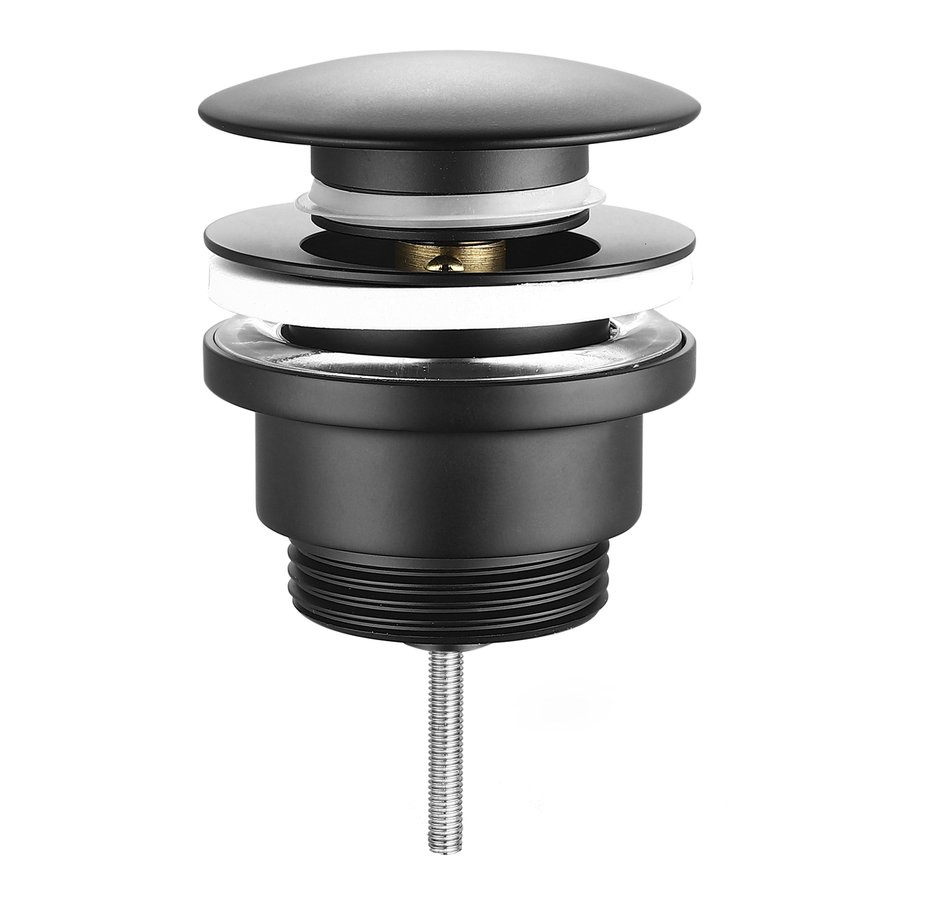 Umyvadlová výpust 5/4“, click-clack, veľká zátka, 10-55mm, čierna mat
