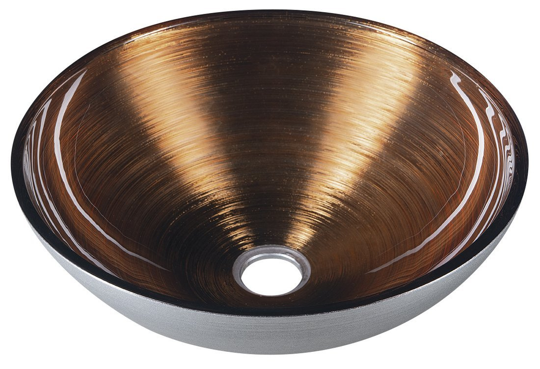 MURANO WENGE sklenené umývadlo na dosku, priemer 40cm, meď/strieborná