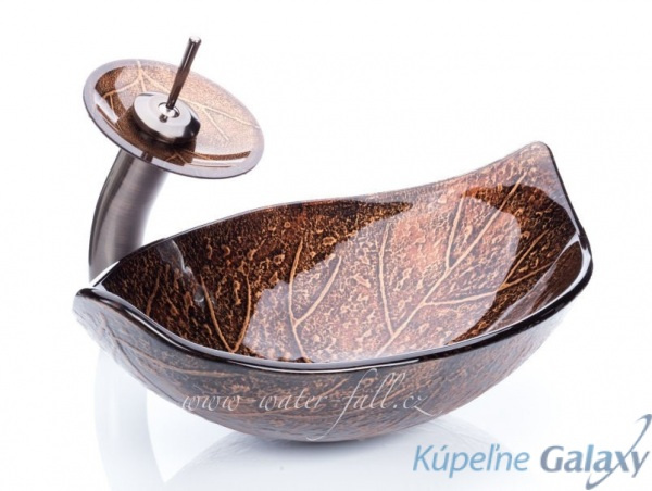 Hnedý umývadlový set Leaf - olejom gumovaný Bronz