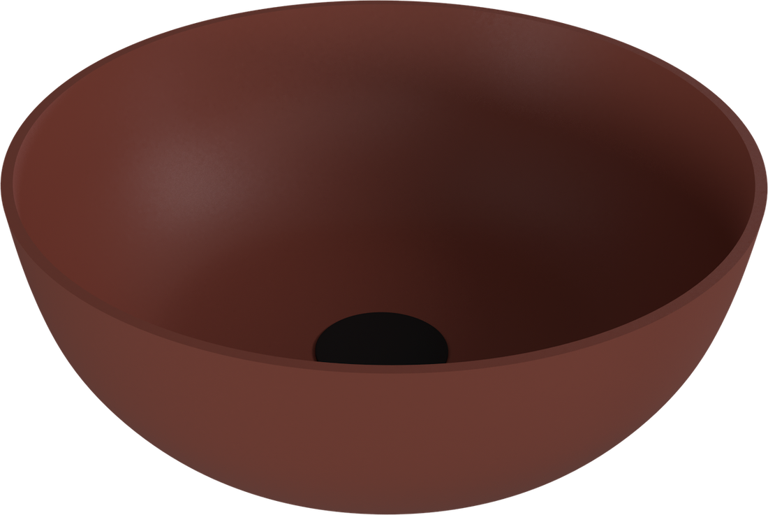 BANERA ROUND umývadlo na dosku, liaty mramor, priemer 39cm, hnedá mat