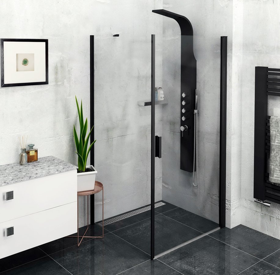 ZOOM Black obdĺžniková sprchová zástena 900x800mm L/P varianta