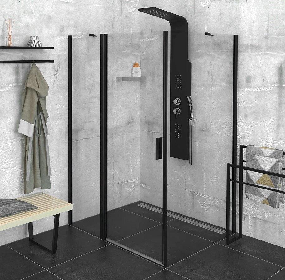 ZOOM Black obdĺžniková sprchová zástena 1400x900mm L/P varianta