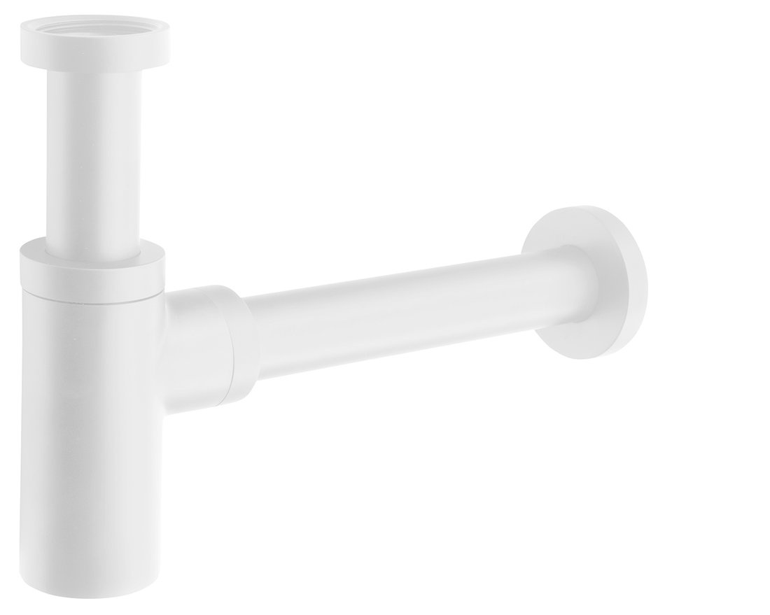 Umývadlový sifón 5/4", odpad 32mm, guľatý, biela mat