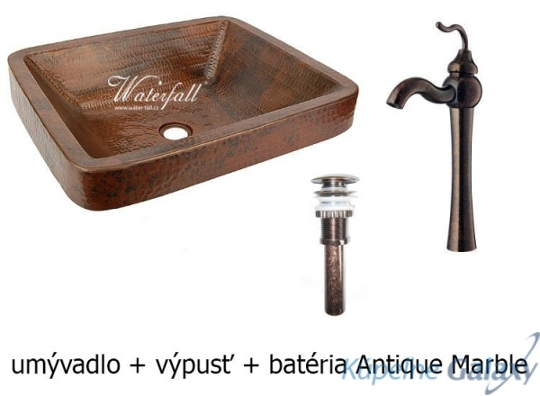 Polozápustný medený umývadlový set Antique Marble