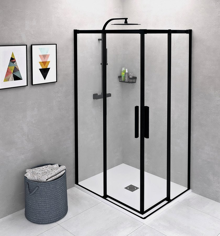 ALTIS BLACK obdĺžniková sprchová zástena 900x800 mm, L/P varianta, rohový vstup
