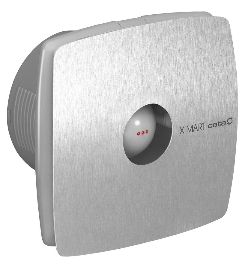 X-MART 10T kúpeľňový ventilátor axiálny s časovačom, 15W, potrubie 100mm, nerez mat