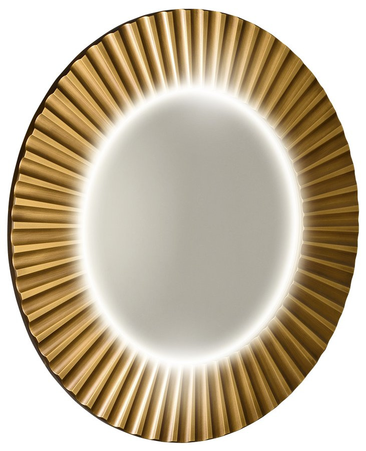 PRIDE guľaté zrkadlo s LED osvetlením v ráme, priemer 90cm, bronz