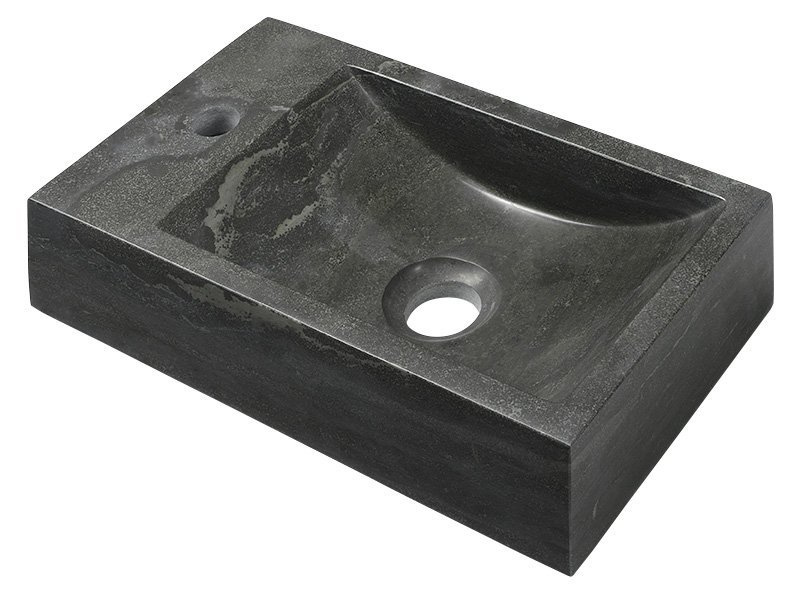 BLOK kamenné umývadlo 40x10x22 cm, otvor vľavo, čierny Antracit