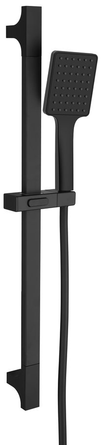 Sprchová súprava hranatá, posuvný držiak 680mm, čierna matná