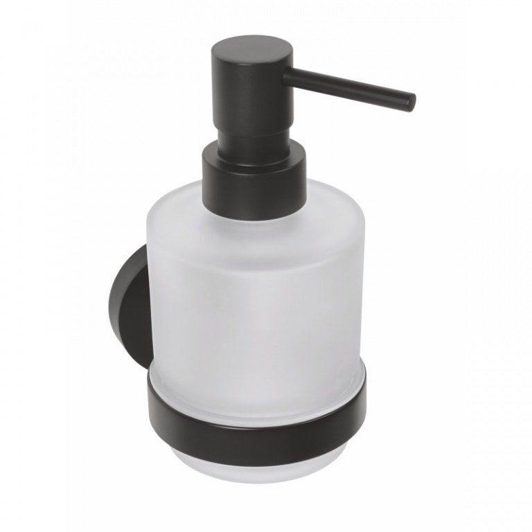 X-ROUND BLACK dávkovač mydla 200ml, mliečne sklo, čierný mat
